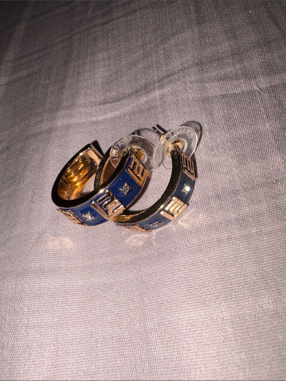 BaubleBar Blue and Gold New York Giants Hoop Earrings